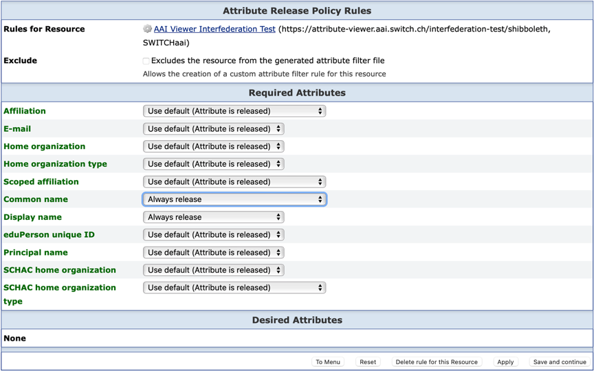 Resource Registry Specific Attribute Release Policy