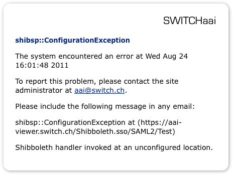 Service Provider error message
