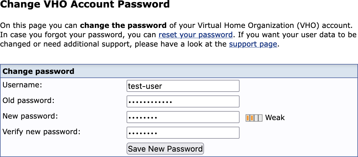 VHO Password